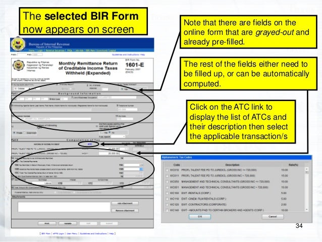 Bir form 1601 cf
